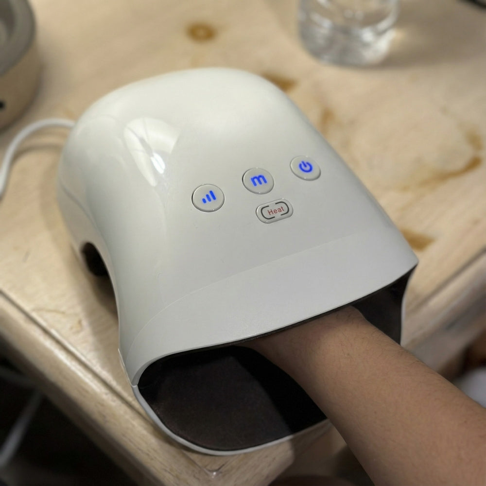 Ledningsfri håndmassager med varme og kompression til gigt og karpaltunnelsyndrom