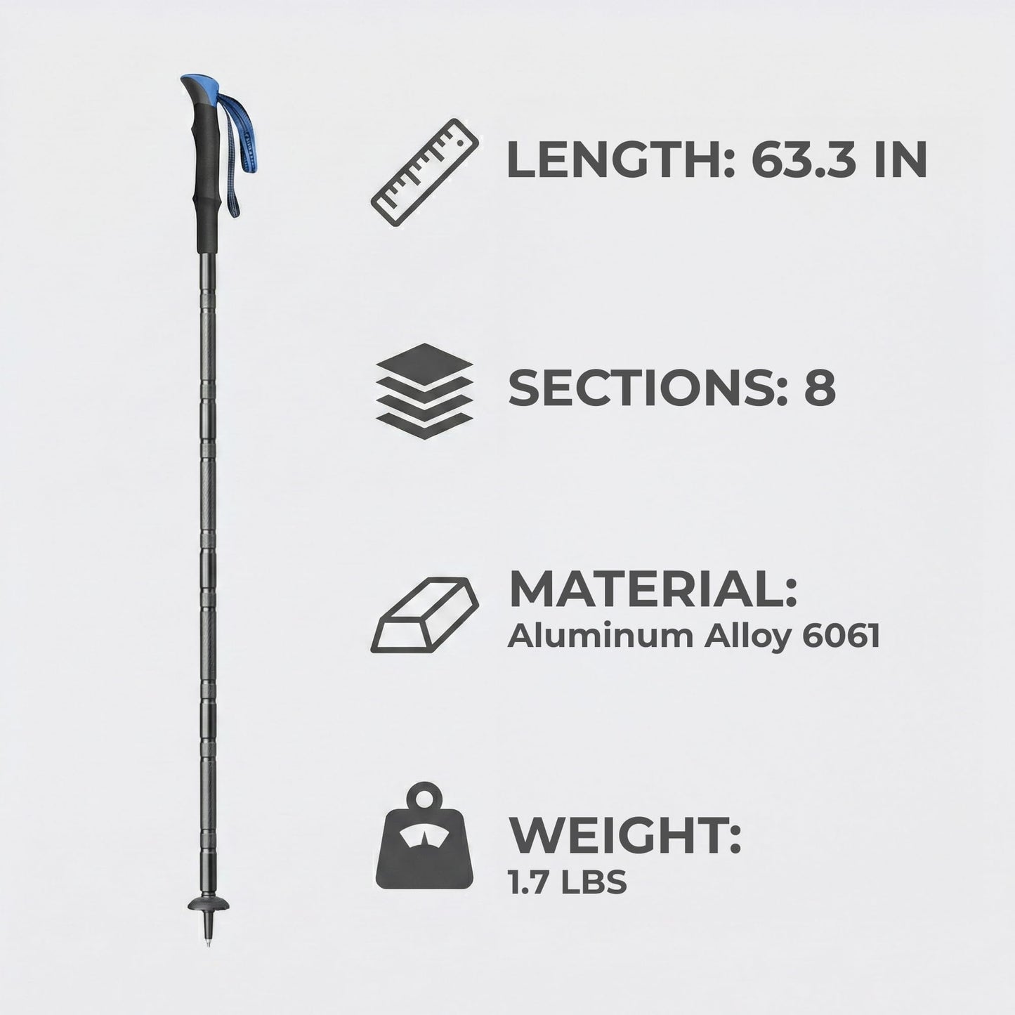 FENEIX 8-Section Collapsible Aluminum Hiking Stick - EVA Handle - product image 5