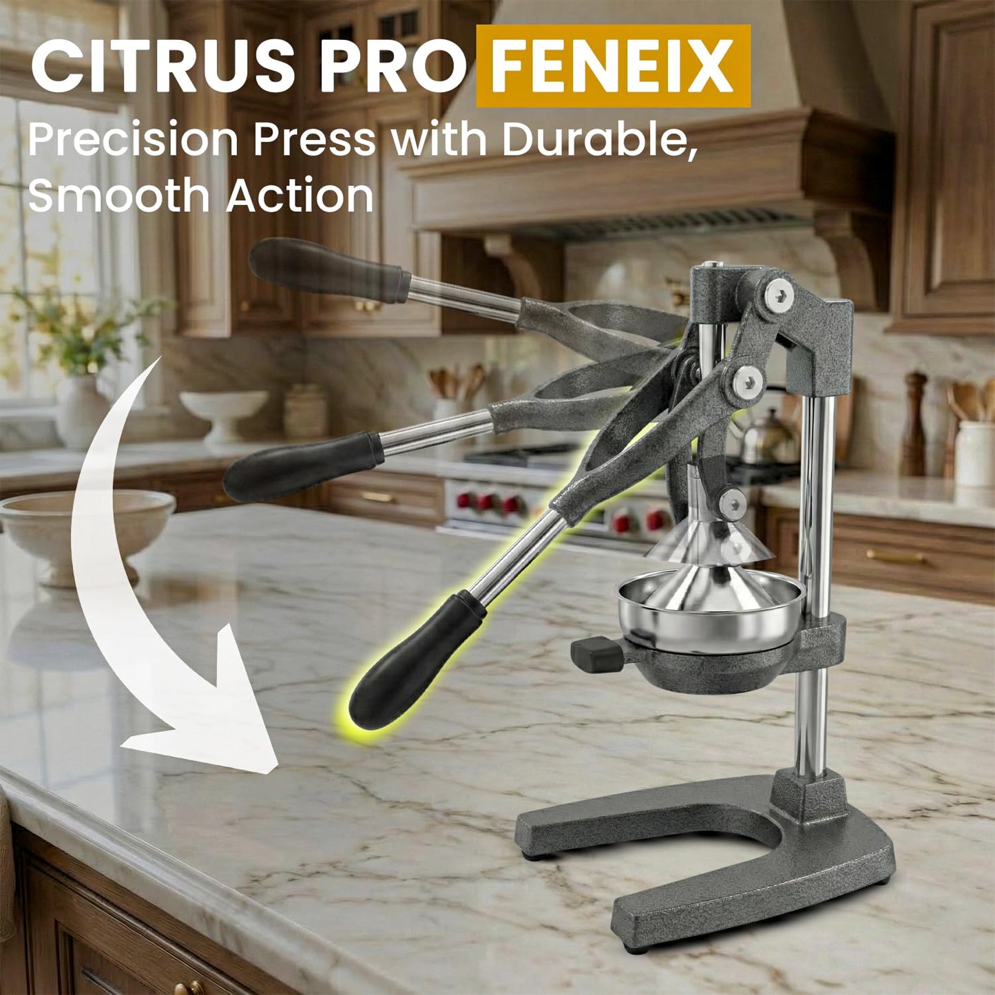 FENEIX Heavy-Duty Cast Iron Manual Citrus Juicer - Gray - product image 3