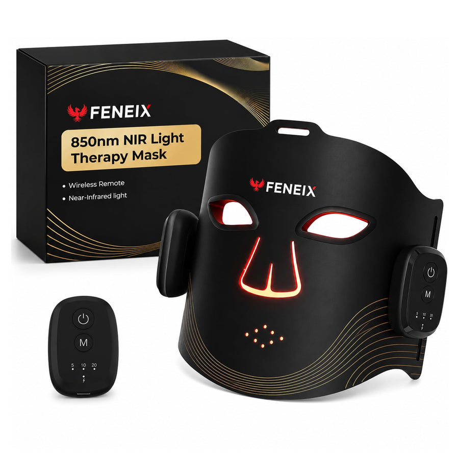 FENEIX Cordless LED Red Light Therapy Face Mask - Black