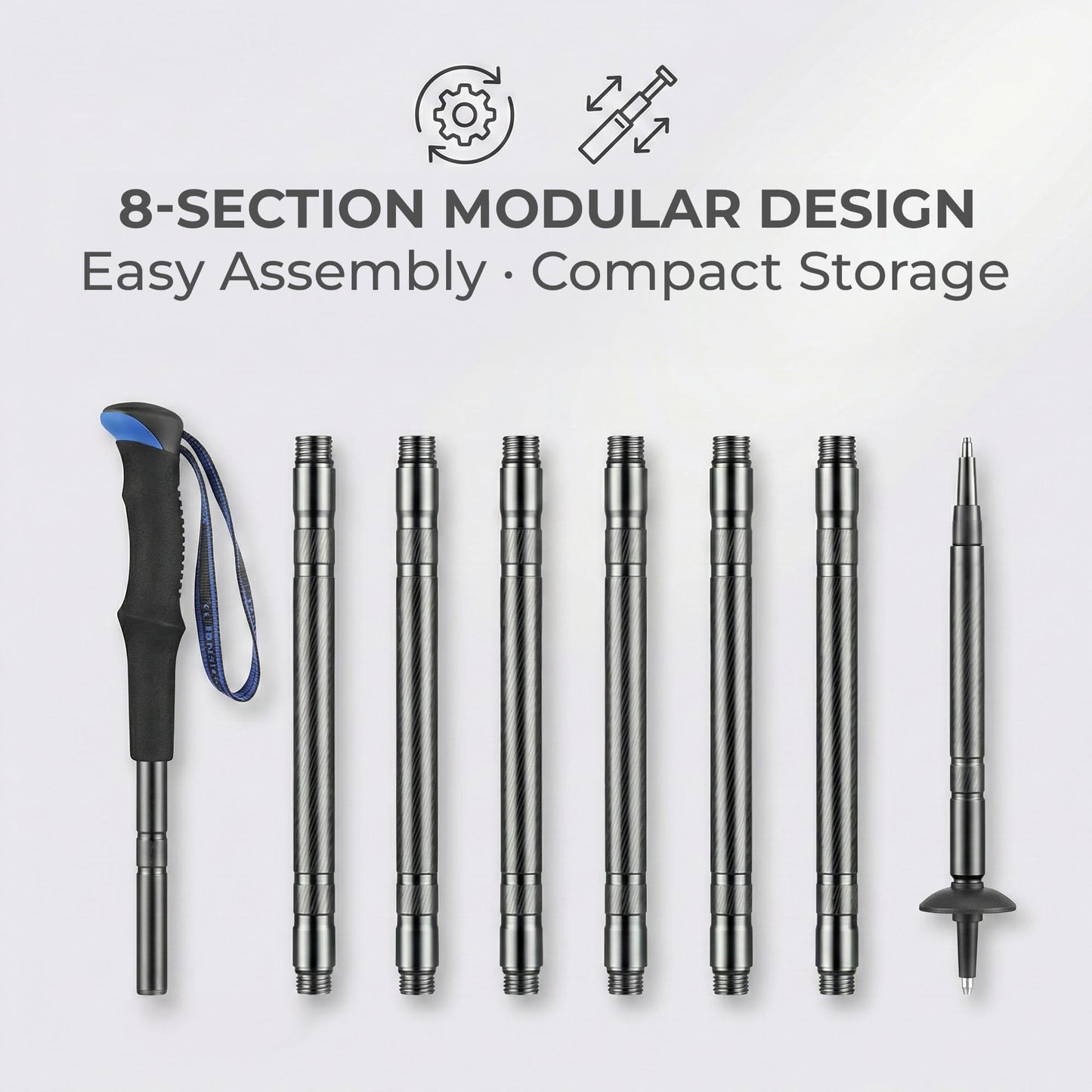 FENEIX 8-Section Collapsible Aluminum Hiking Stick - EVA Handle - product image 4