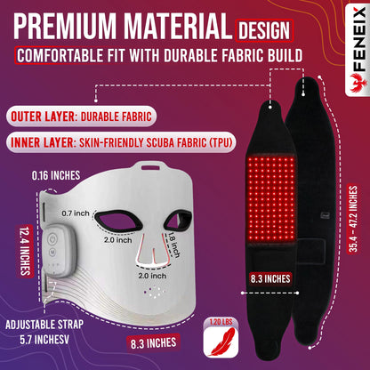FENEIX 2-in-1 Red Light Therapy Face Mask & Body Belt - White - product image 2