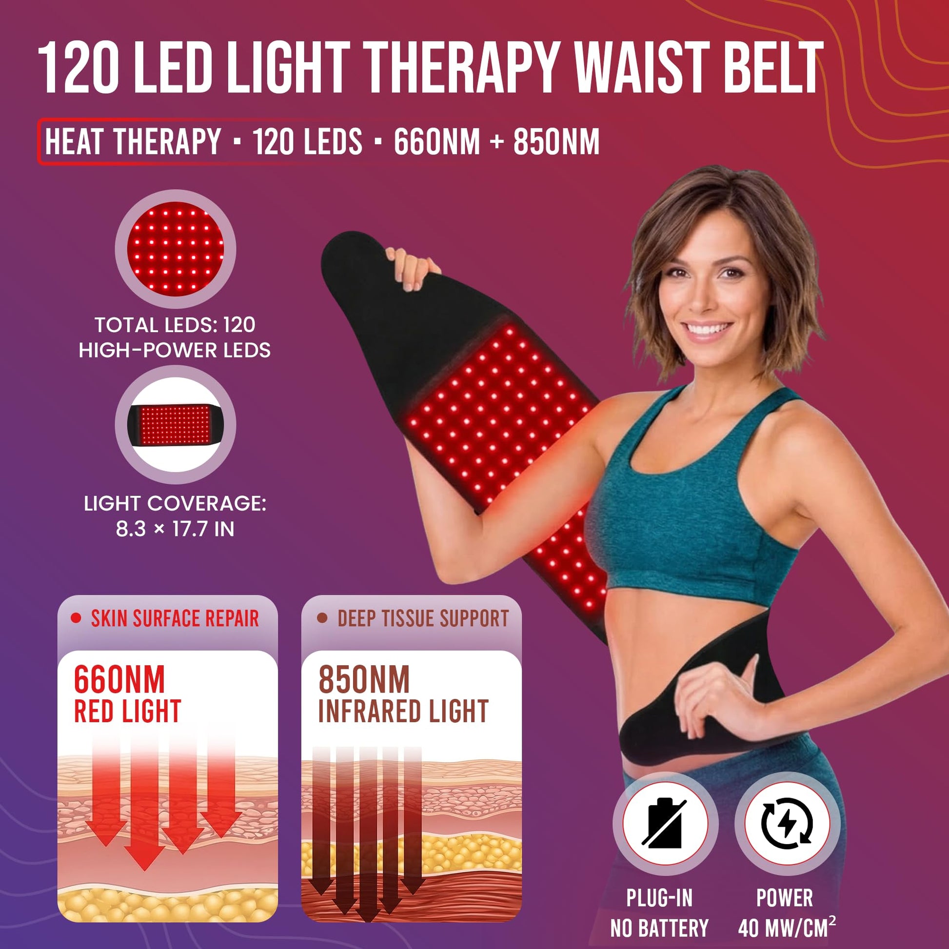 FENEIX Red Light Therapy Belt for Body - 660nm/850nm - product image 5