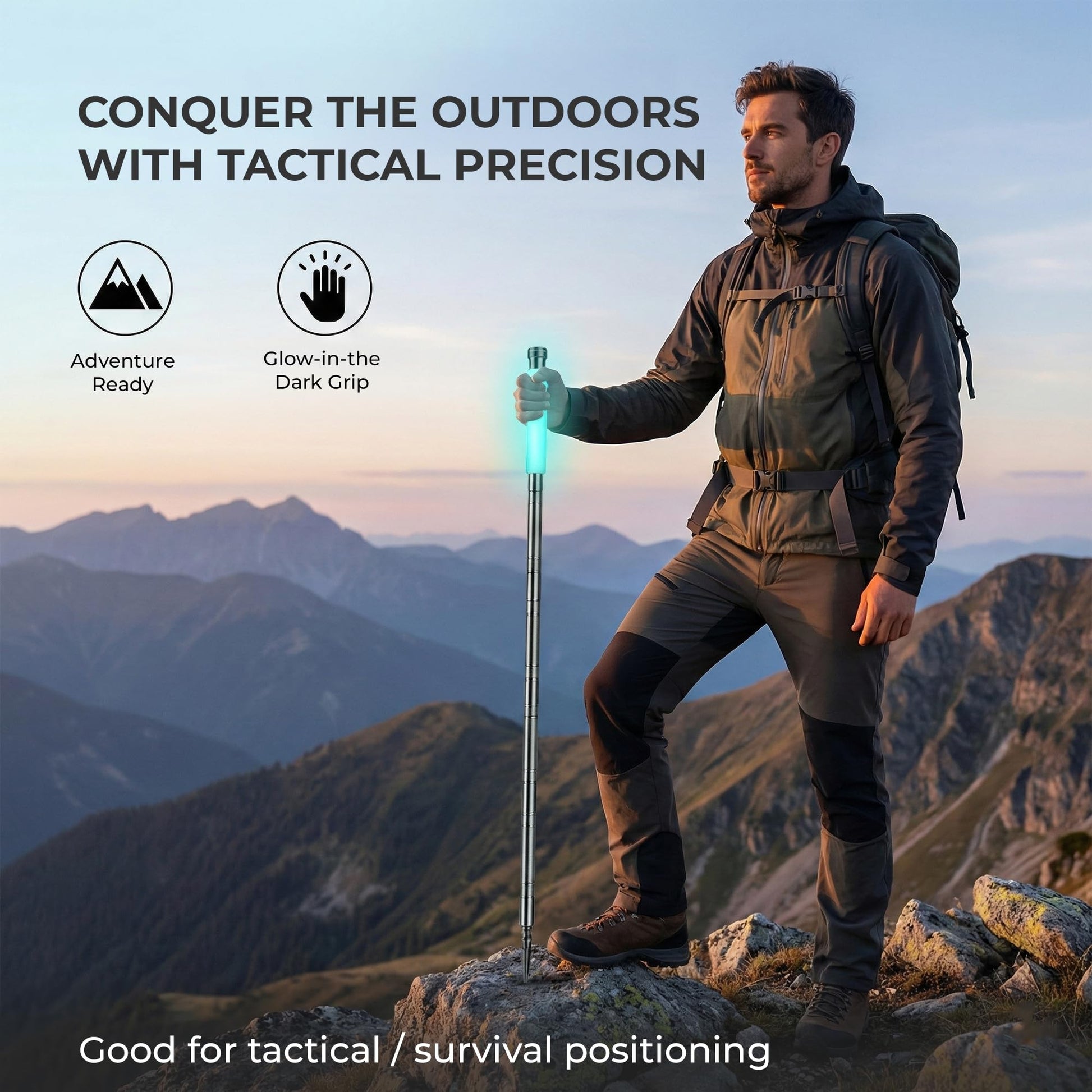 FENEIX 8-Section Collapsible Aluminum Hiking Stick - Luminous Handle - product image 7