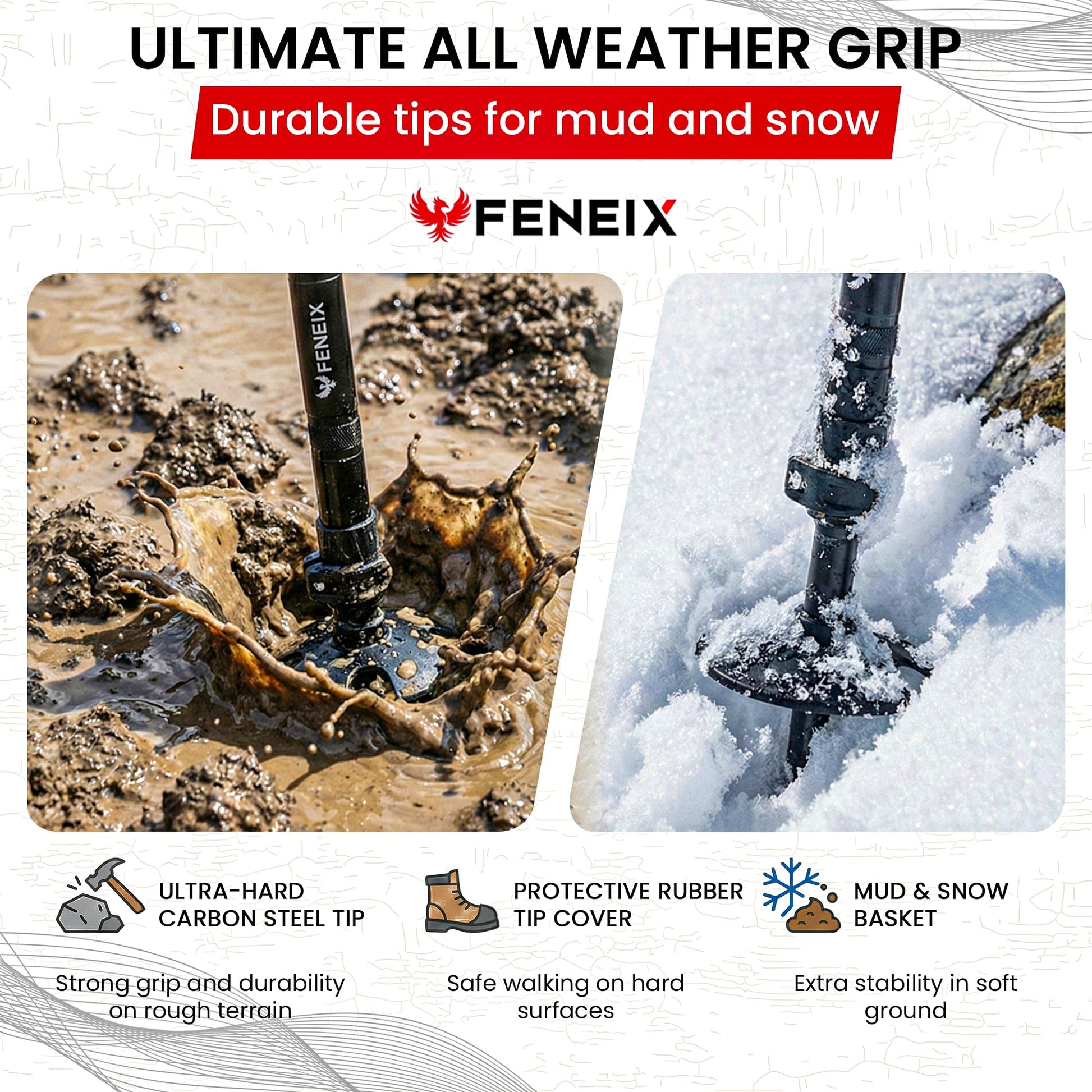 FENEIX 8-Section Collapsible Aluminum Hiking Stick - Round EVA Handle - product image 6
