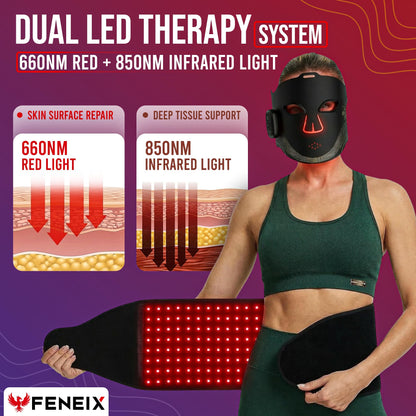 FENEIX 2-in-1 Red Light Therapy Face Mask & Body Belt - Black - product image 4