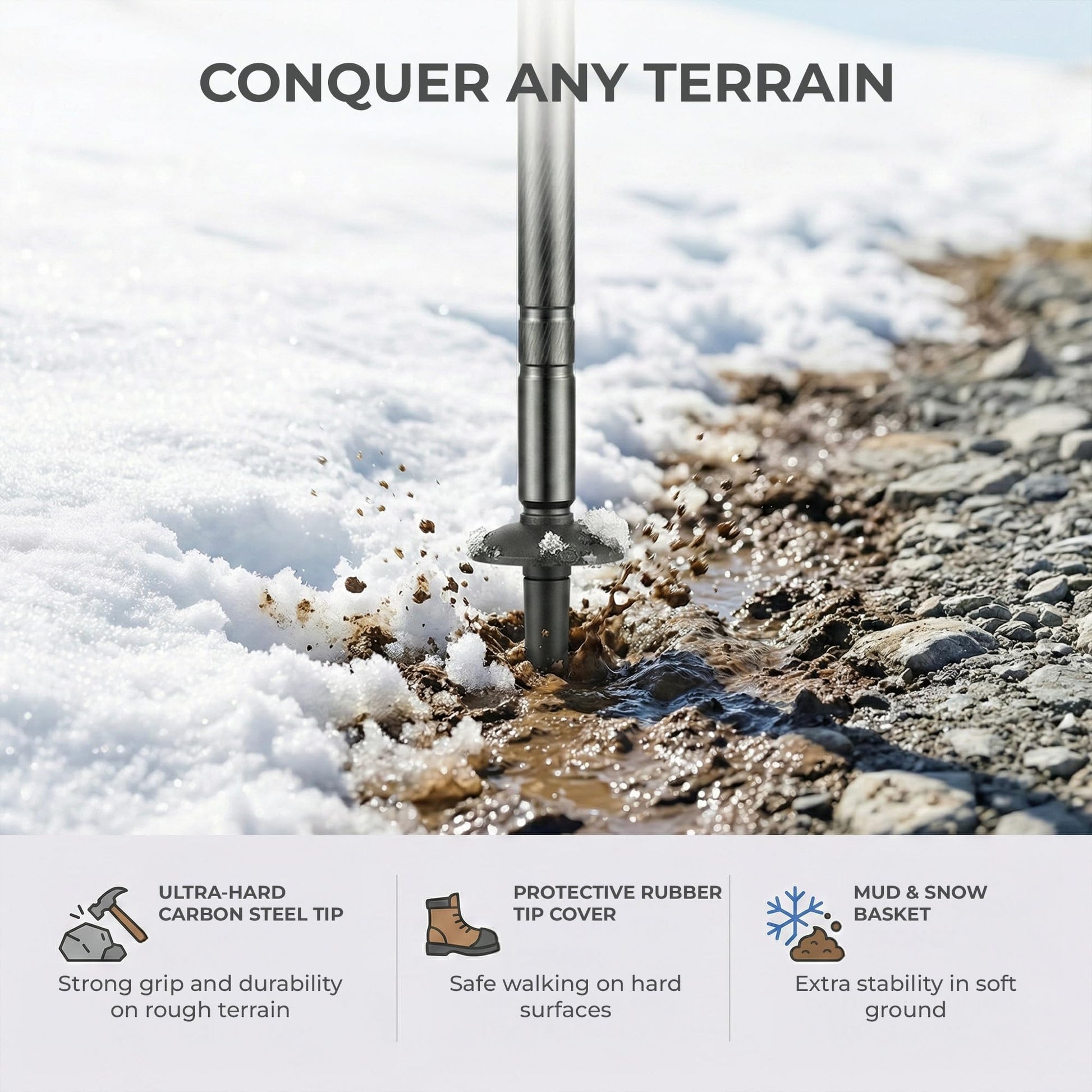 FENEIX 8-Section Collapsible Aluminum Hiking Stick - EVA Handle - product image 7
